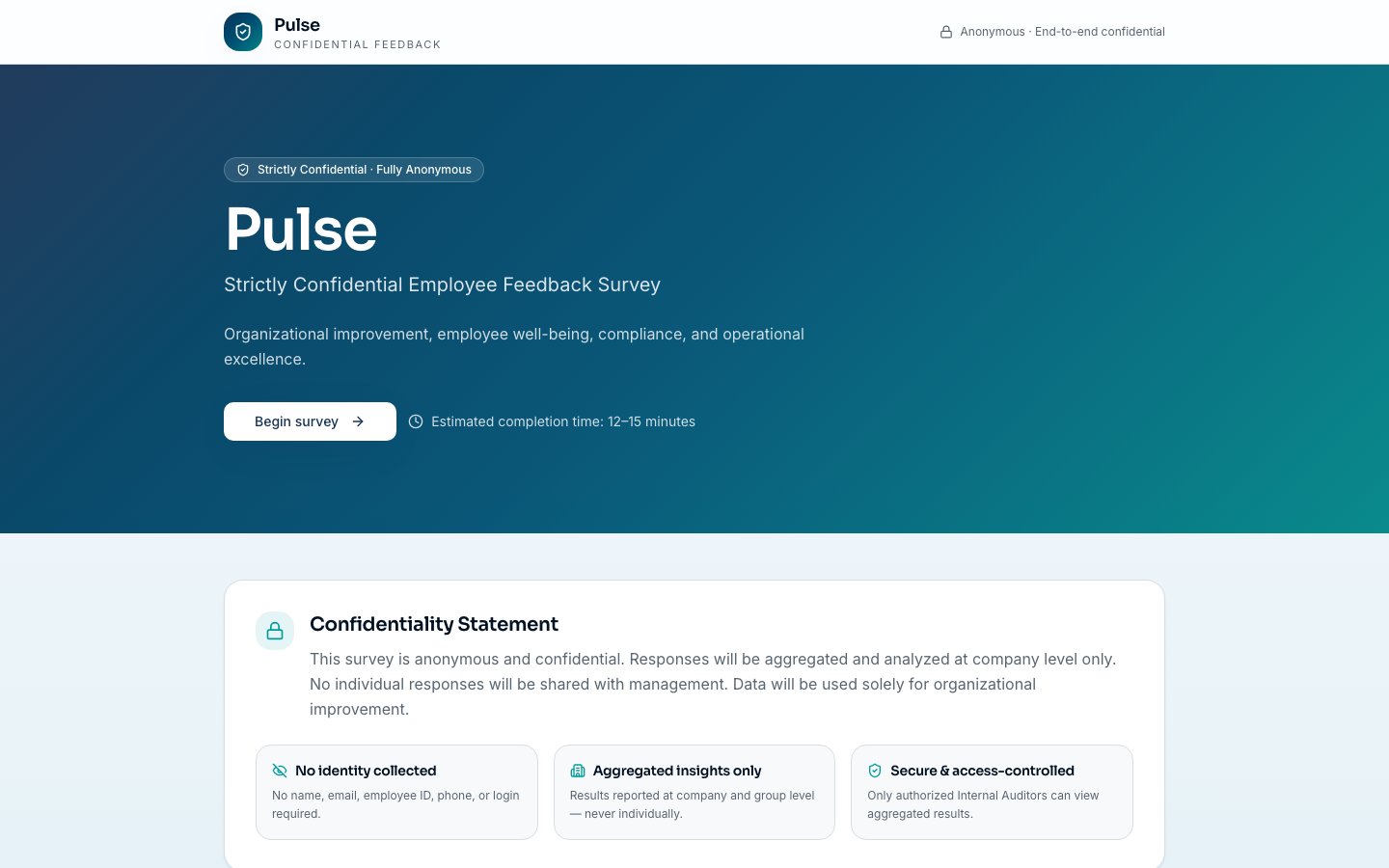 Confidential Pulse employee feedback platform